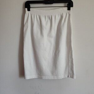 Ladies Petite SZ P Vintage Adrienne Vittadini White Cotton Knit Skirt